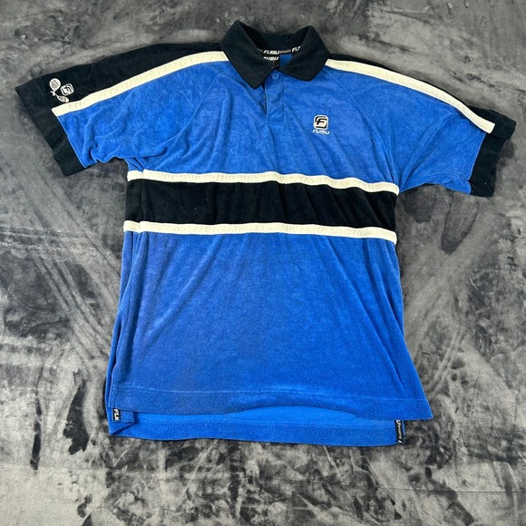 FUBU Other - Vintage FUBU Polo Shirt Mens Large Blue Terry Cloth  Colorblock 90s Streetwear